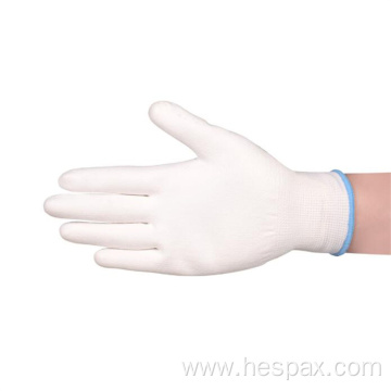 Hespax Factory Custom White PU Labor Working Gloves